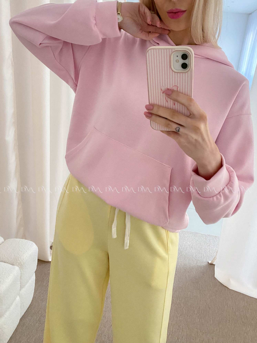 Oversize hladká mikina baby pink AB 25