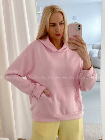 Oversize hladká mikina baby pink AB 25