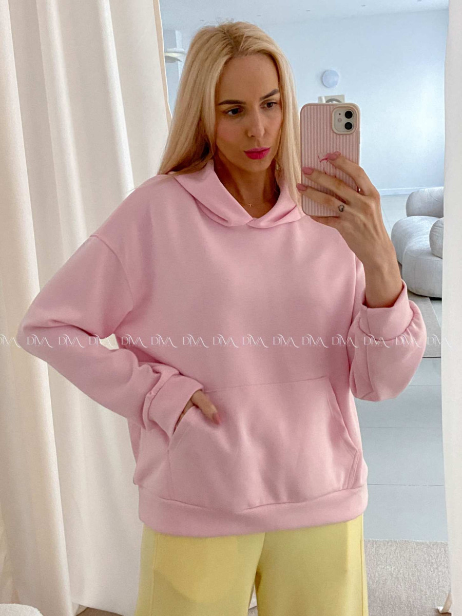 Oversize hladká mikina baby pink AB 25