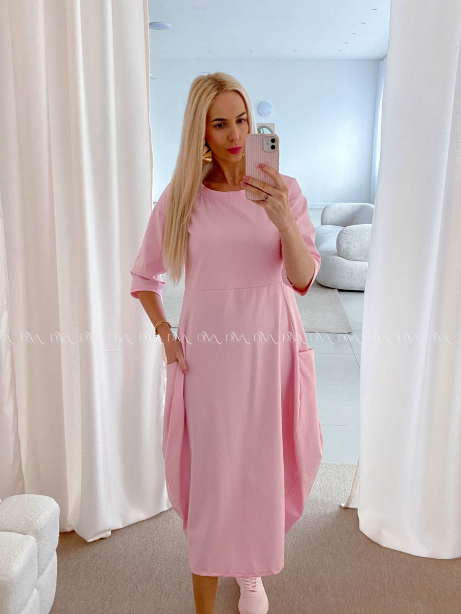 Športové maxi šaty v hruškovom strihu baby pink AB 16
