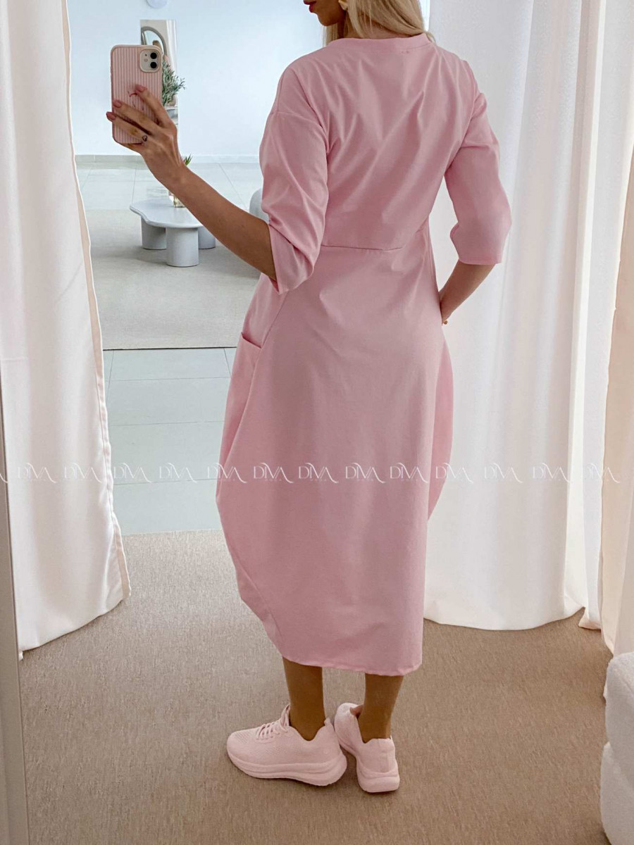 Športové maxi šaty v hruškovom strihu baby pink AB 16