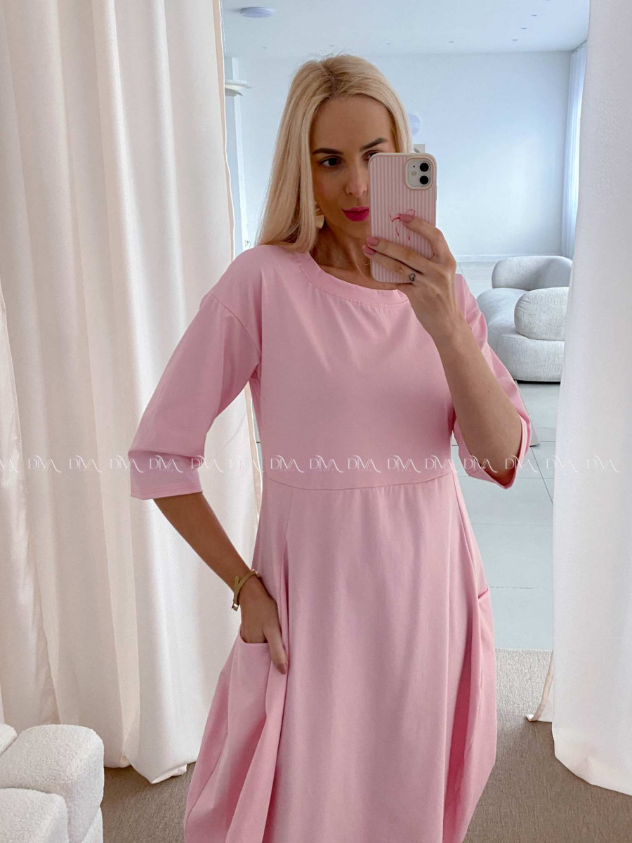 Športové maxi šaty v hruškovom strihu baby pink AB 16