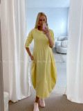 Športové maxi šaty v hruškovom strihu žlté AB 16
