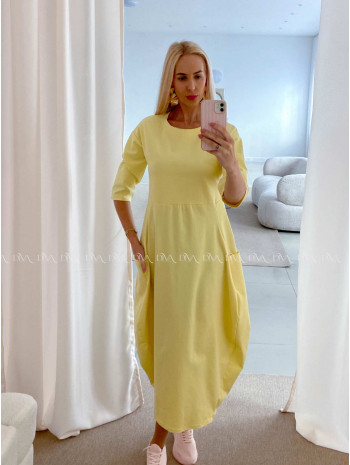 Športové maxi šaty v hruškovom strihu žlté AB 16