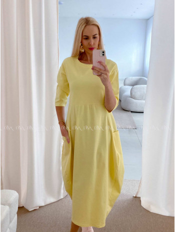 Športové maxi šaty v hruškovom strihu žlté AB 16