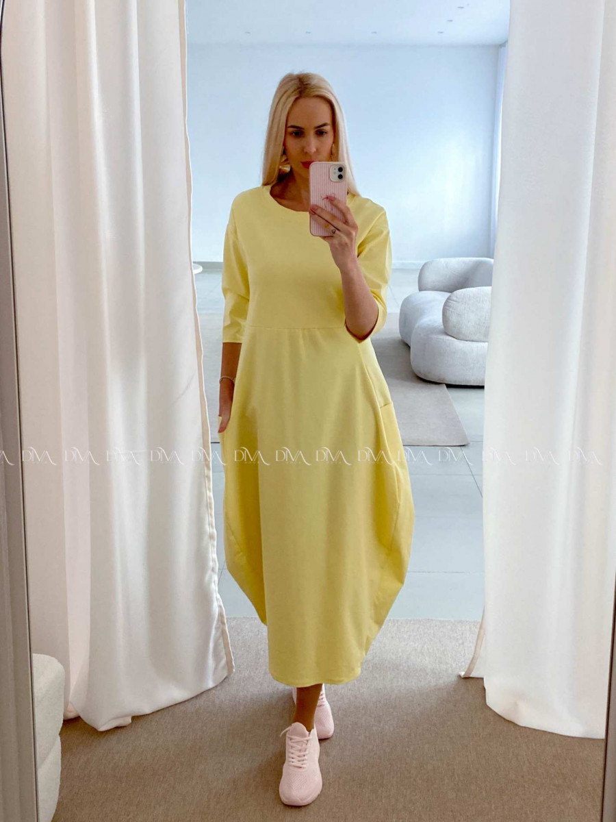 Športové maxi šaty v hruškovom strihu žlté AB 16