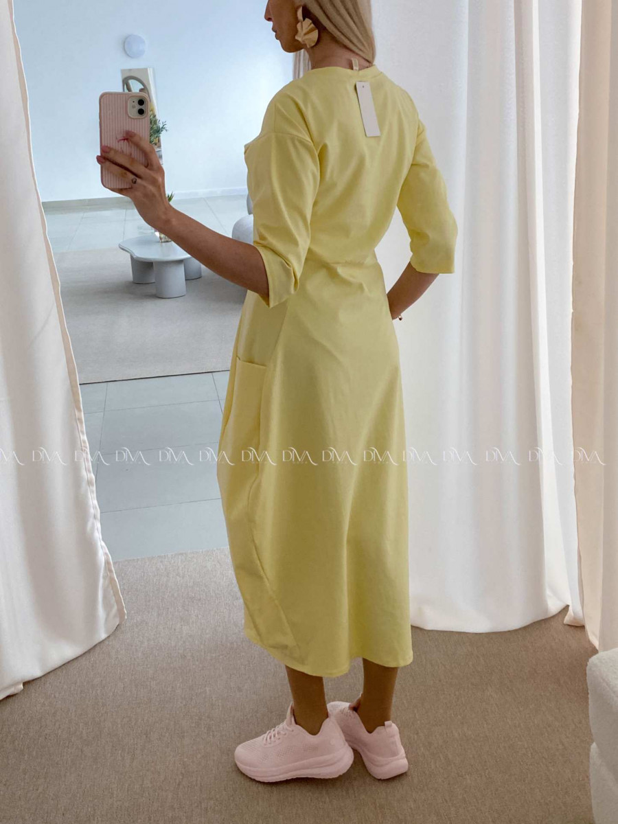 Športové maxi šaty v hruškovom strihu žlté AB 16