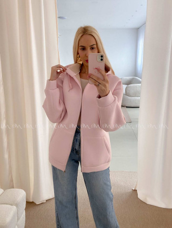 Hrubšia mikina na zips soft pink AB 15