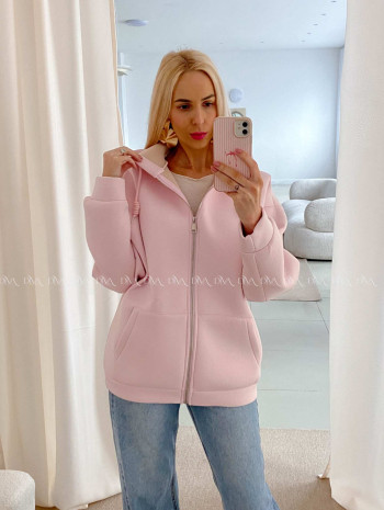 Hrubšia mikina na zips soft pink AB 15