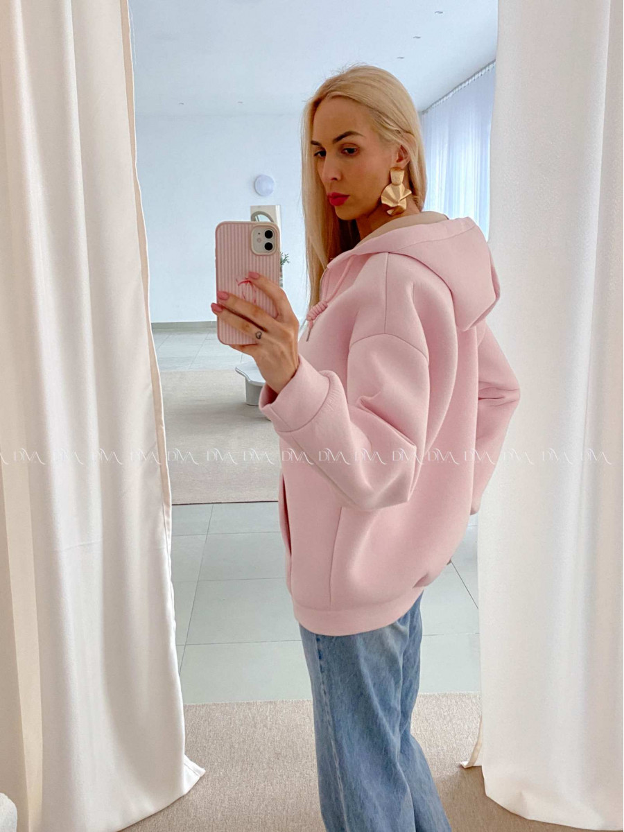 Hrubšia mikina na zips soft pink AB 15