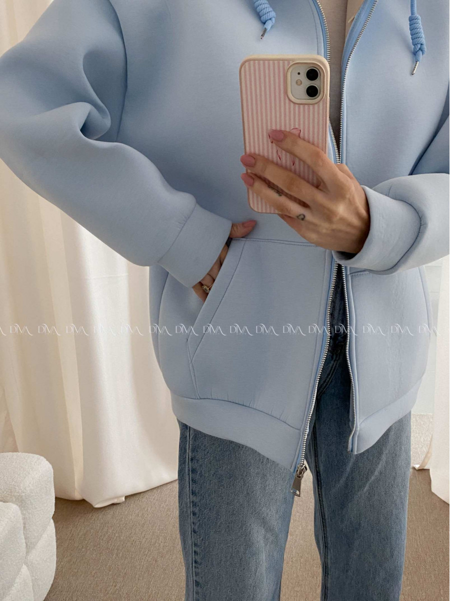 Hrubšia mikina na zips baby modrá AB 15