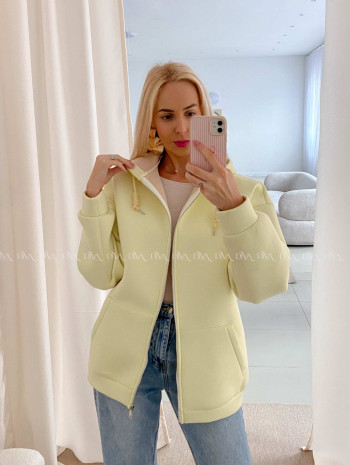 Hrubšia mikina na zips butter yellow AB 15