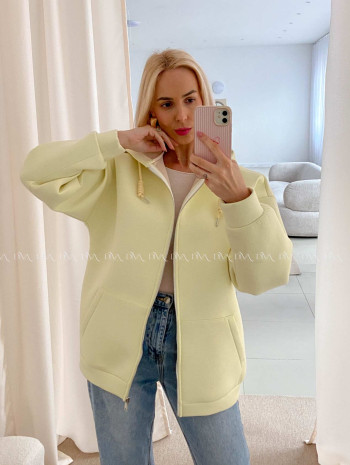 Hrubšia mikina na zips butter yellow AB 15