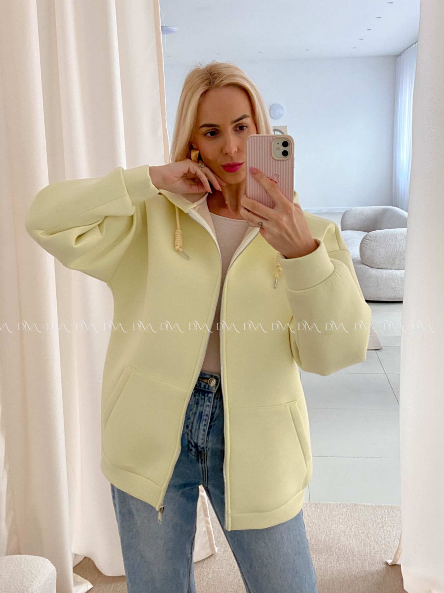 Hrubšia mikina na zips butter yellow AB 15