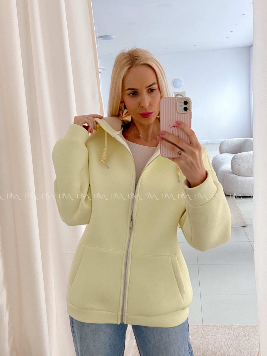 Hrubšia mikina na zips butter yellow AB 15