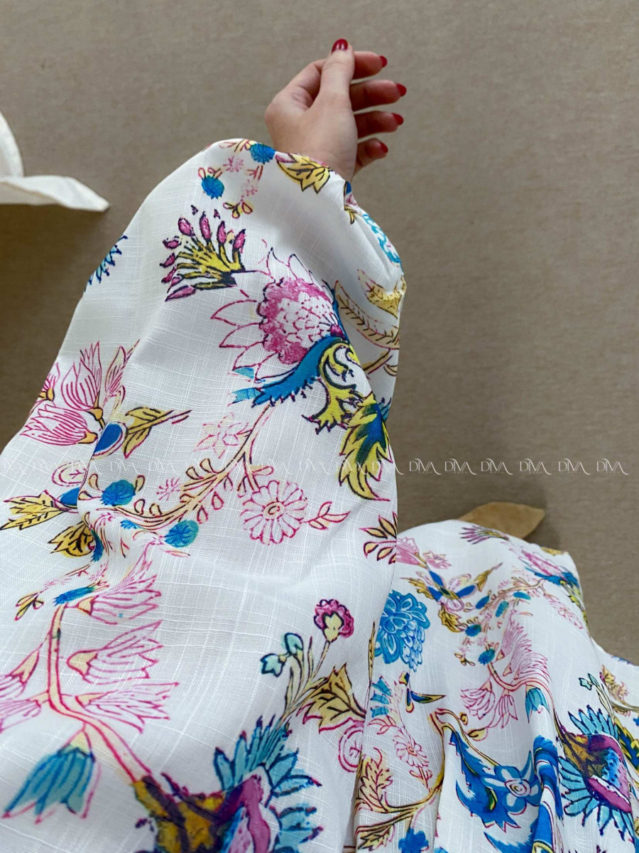 Bavlnené šaty ornament s balónovými rukávmi  AB 40