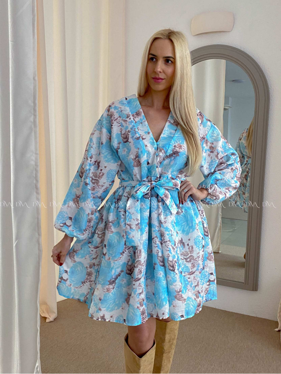 Bavlnené šaty kvetované azra baby modré AB 52