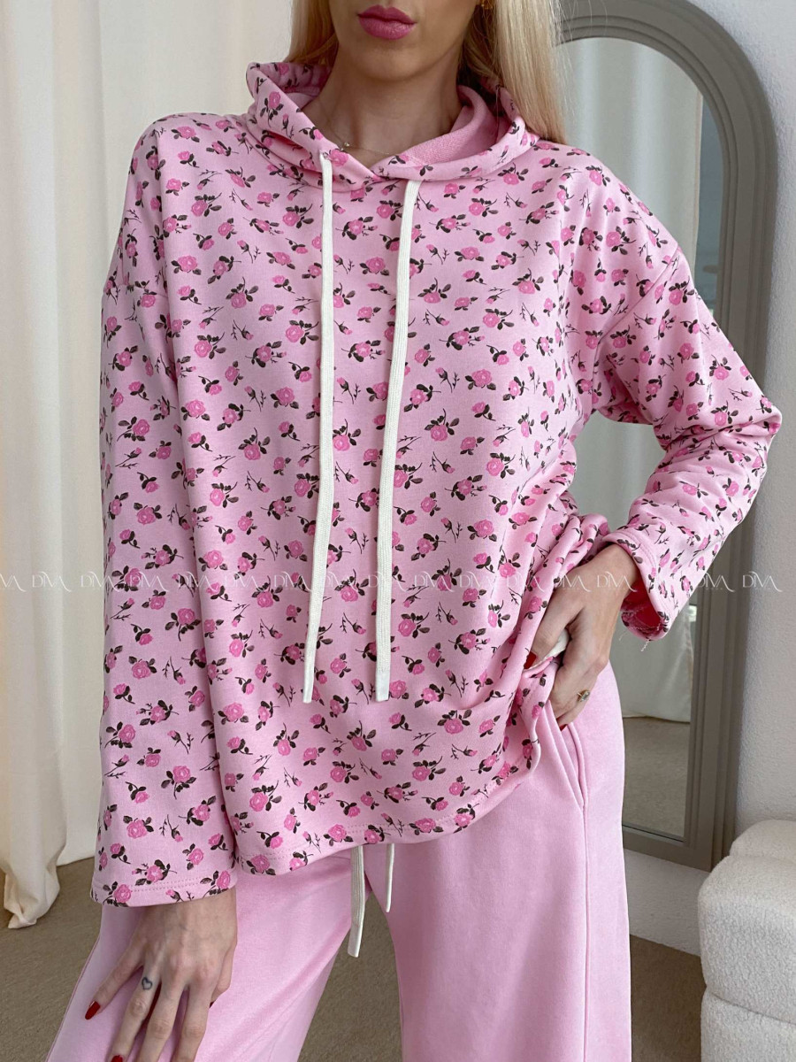 Bavlnená mikina flowers s nášivkou ružová AB 57