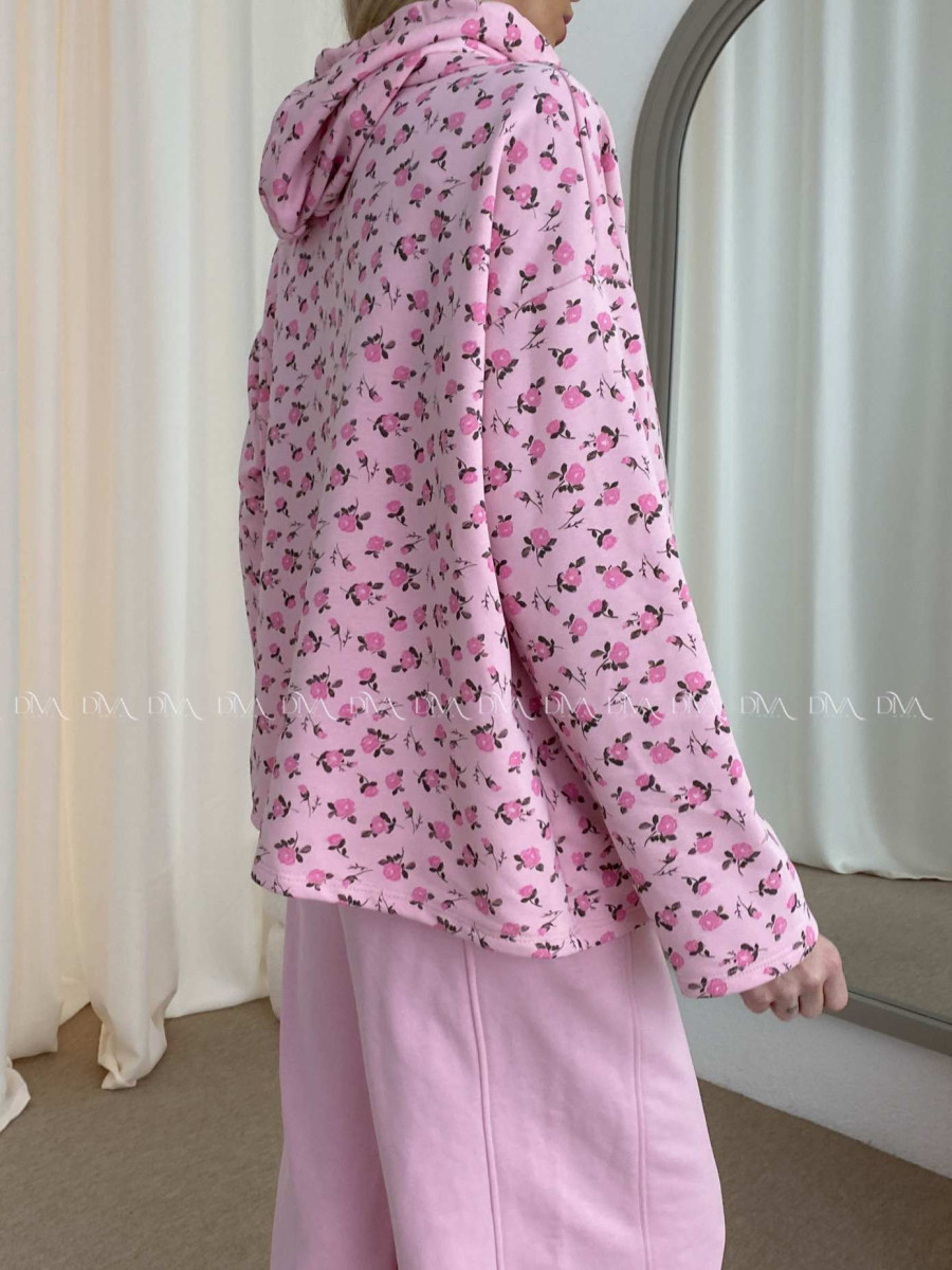 Bavlnená mikina flowers s nášivkou ružová AB 57