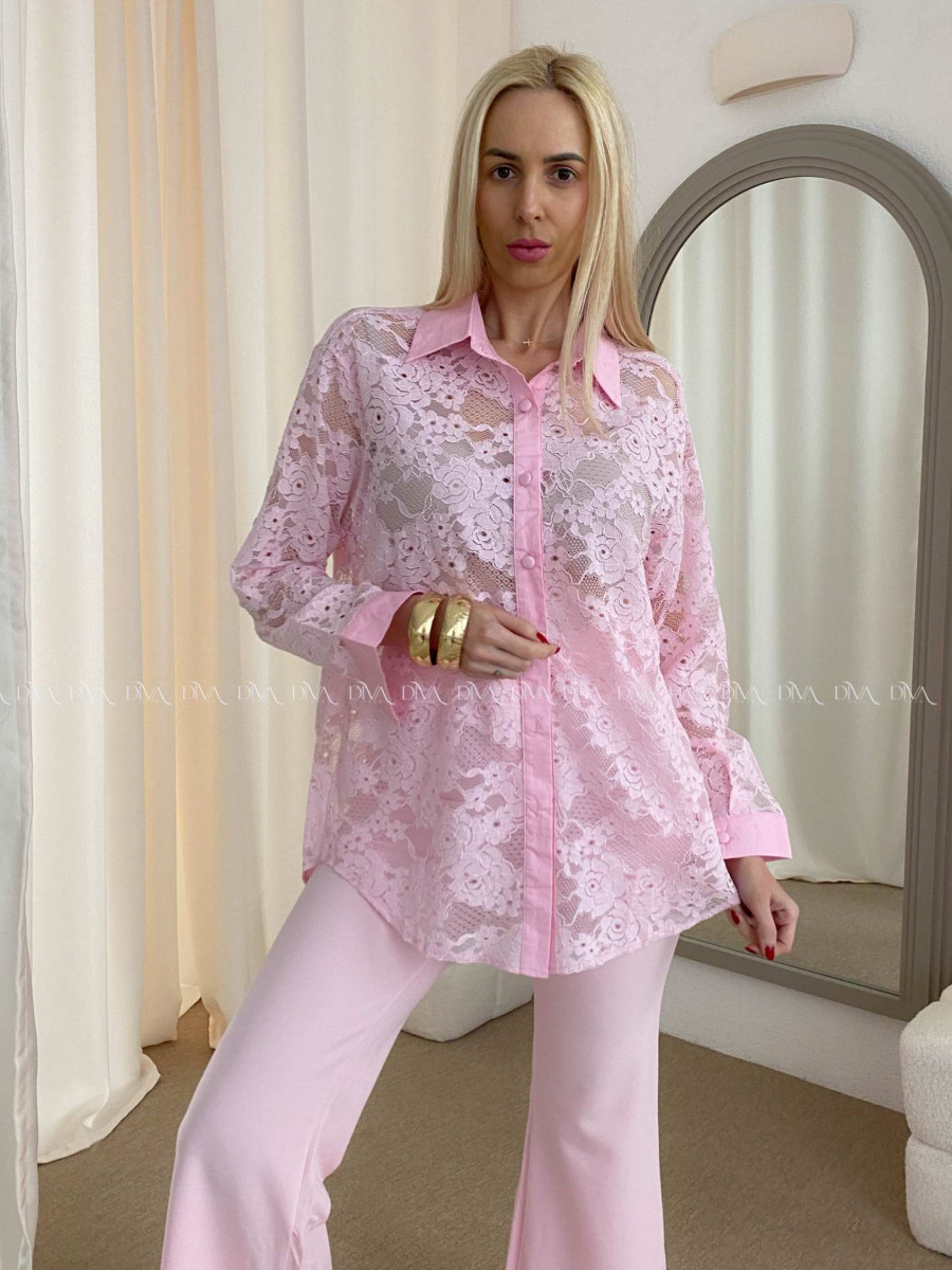 Celokrajkovaná blúzka baby ružová AB 53