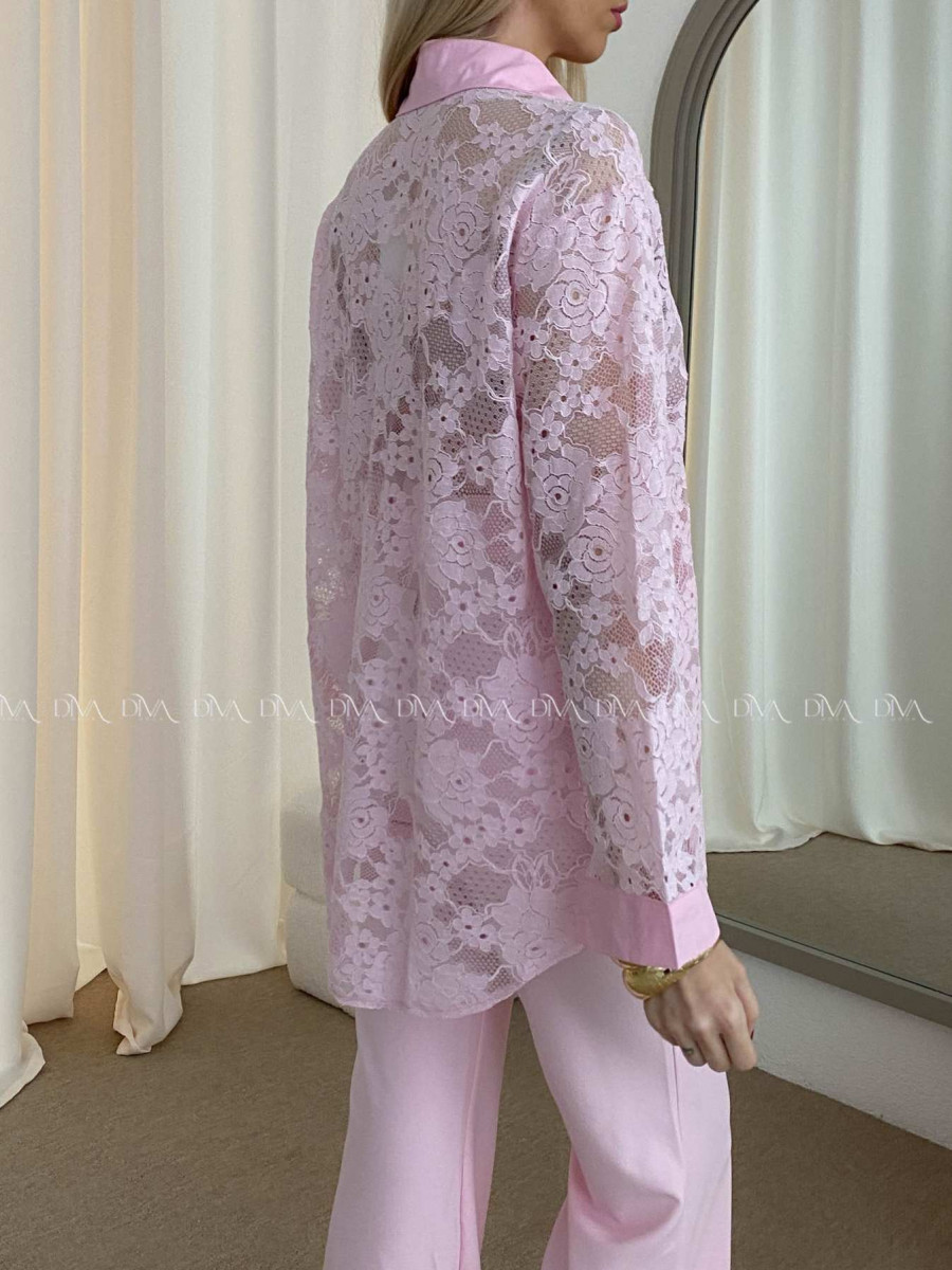 Celokrajkovaná blúzka baby ružová AB 53