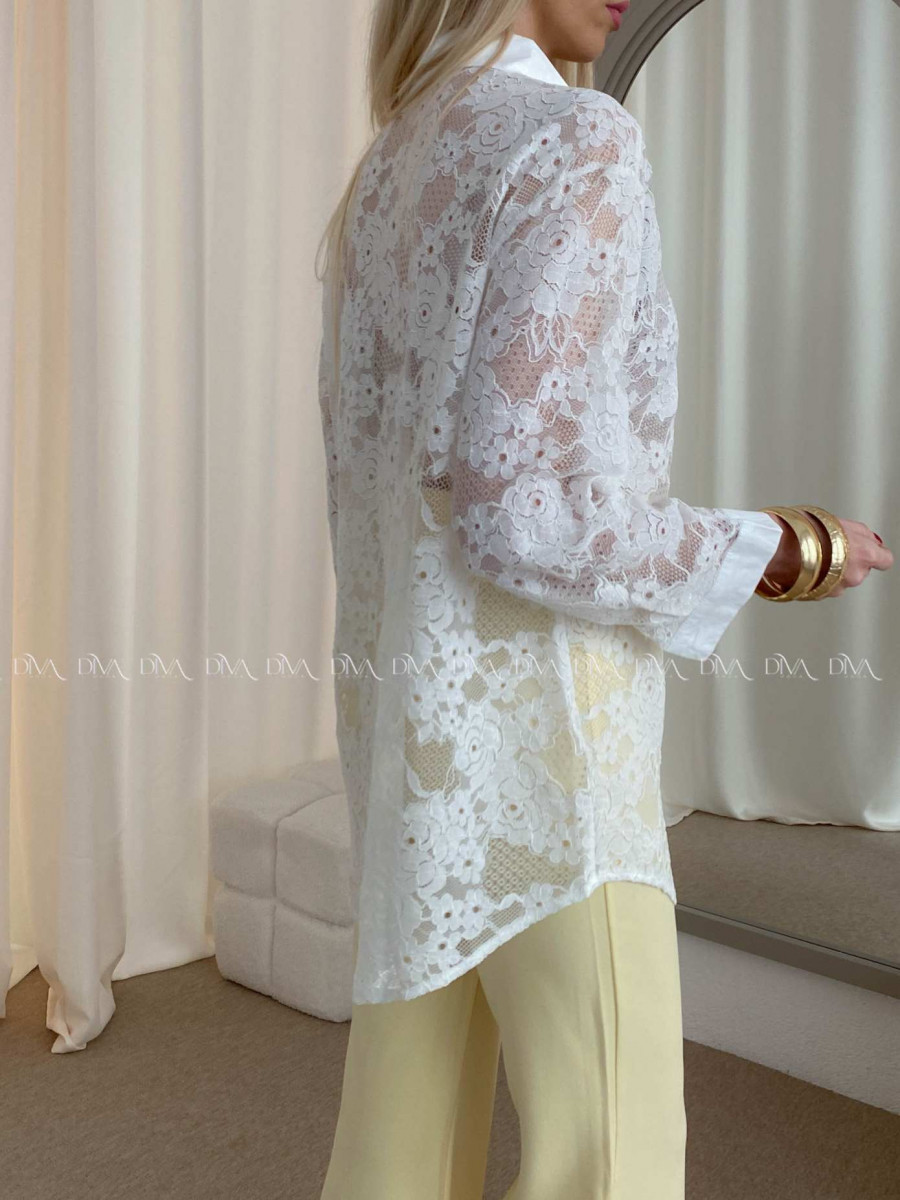 Celokrajkovaná blúzka biela AB 53