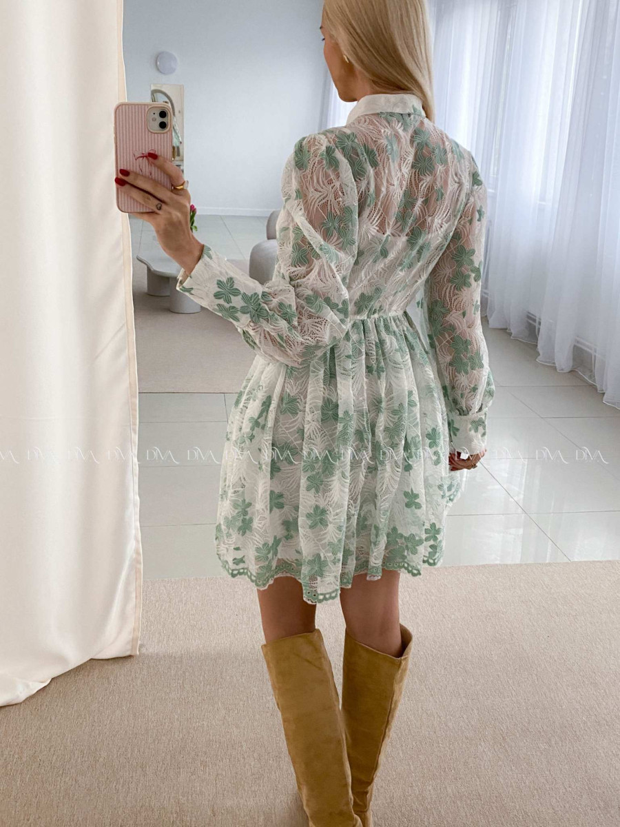 Celokrajkované šaty bielo- zelené  Aliss AB 45