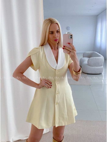 Krátke šaty s tulipánovými rukávmi butter yellow AB 39