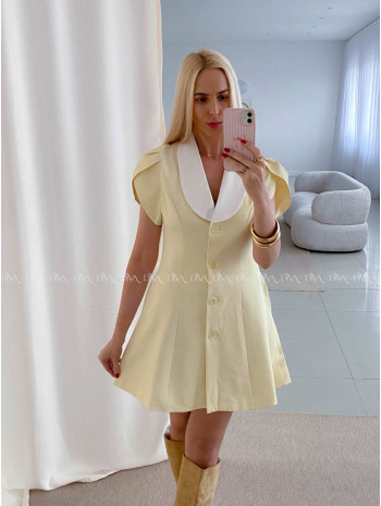 Krátke šaty s tulipánovými rukávmi butter yellow AB 39