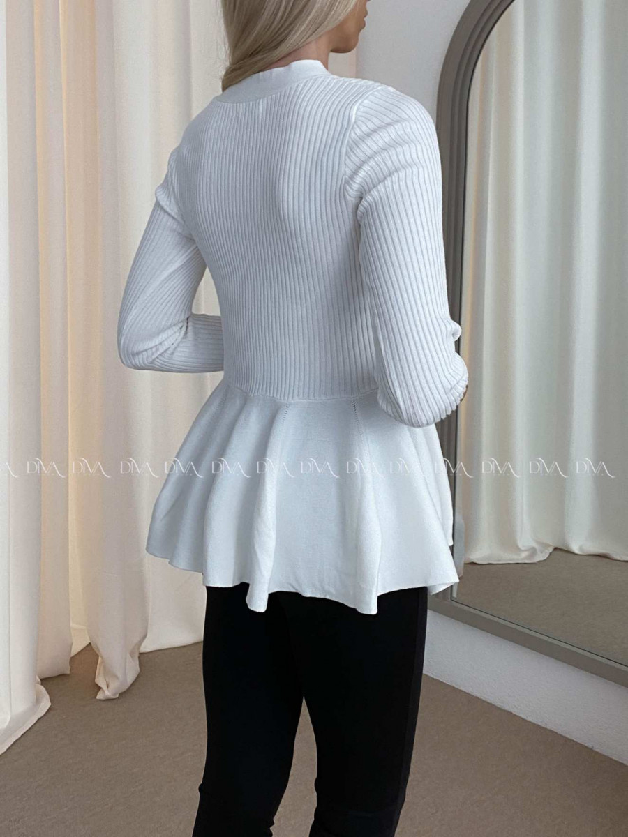 Peplum úpletový svetrík biely AB 54
