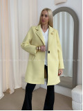 Midi prechodný kabát s brošňou banánový AB 59