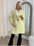 Midi prechodný kabát s brošňou banánový AB 59