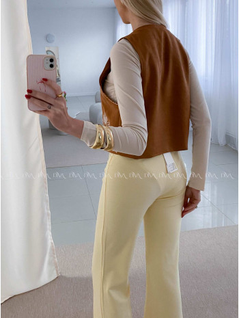 Semišová vyšívaná vesta hnedá AB 49