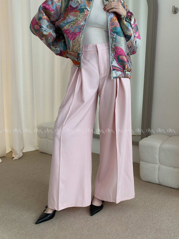 Široké baggy nohavice svetlo ružové AB 38