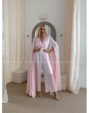 Saténový spoločenský overal baby pink AB 37 Saténový spoločenský overal baby pink AB 37