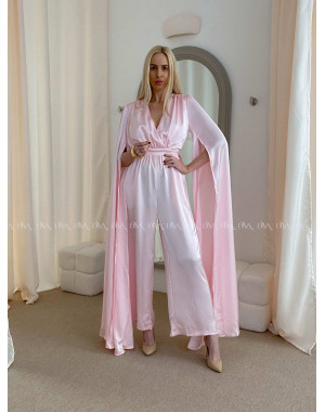 Saténový spoločenský overal baby pink AB 37
