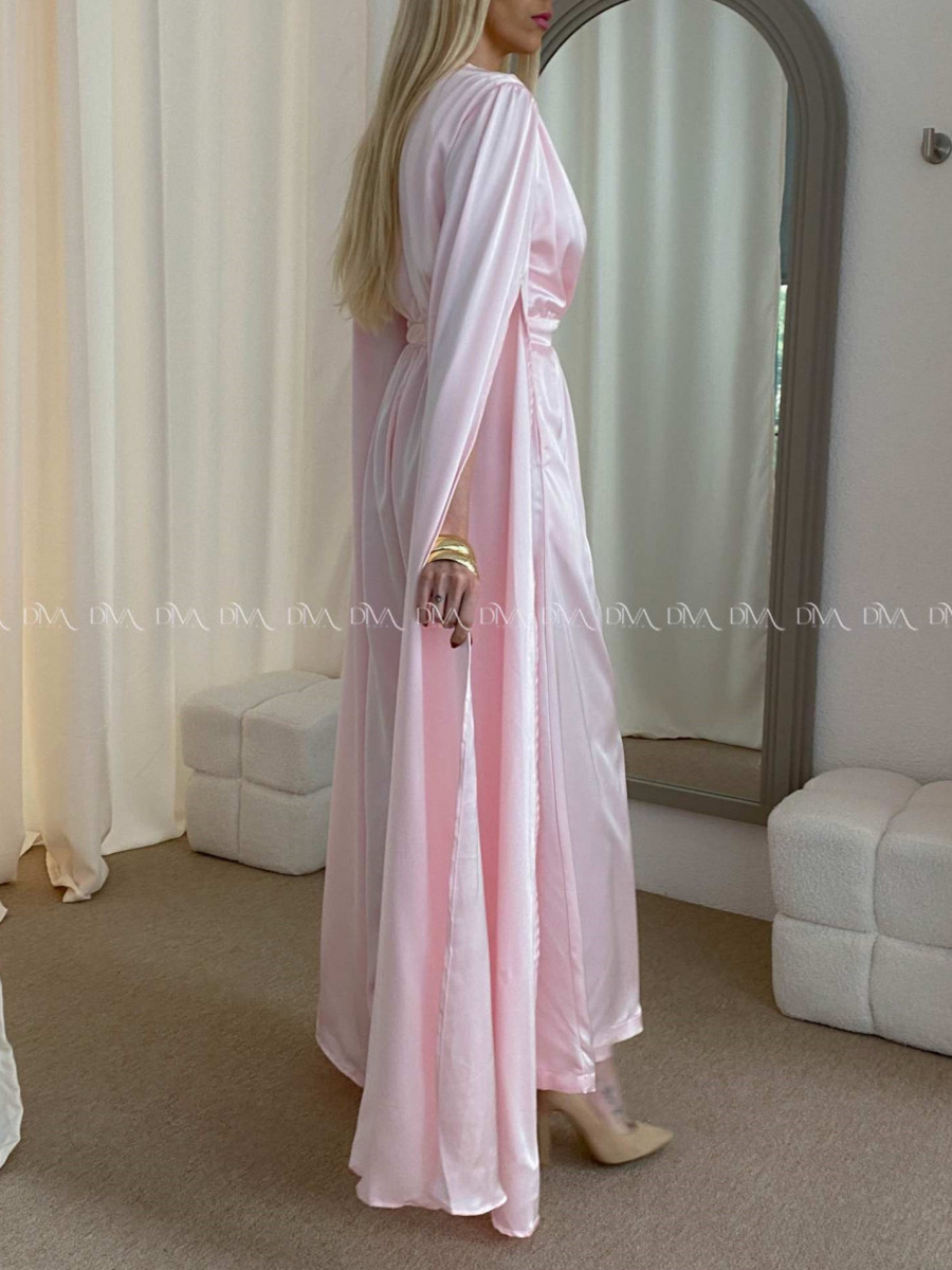 Saténový spoločenský overal baby pink AB 37