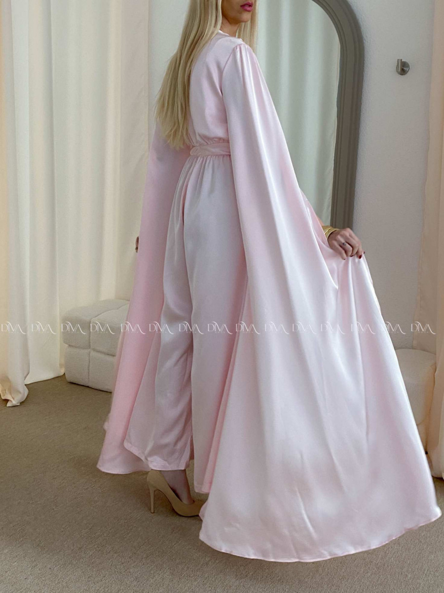 Saténový spoločenský overal baby pink AB 37