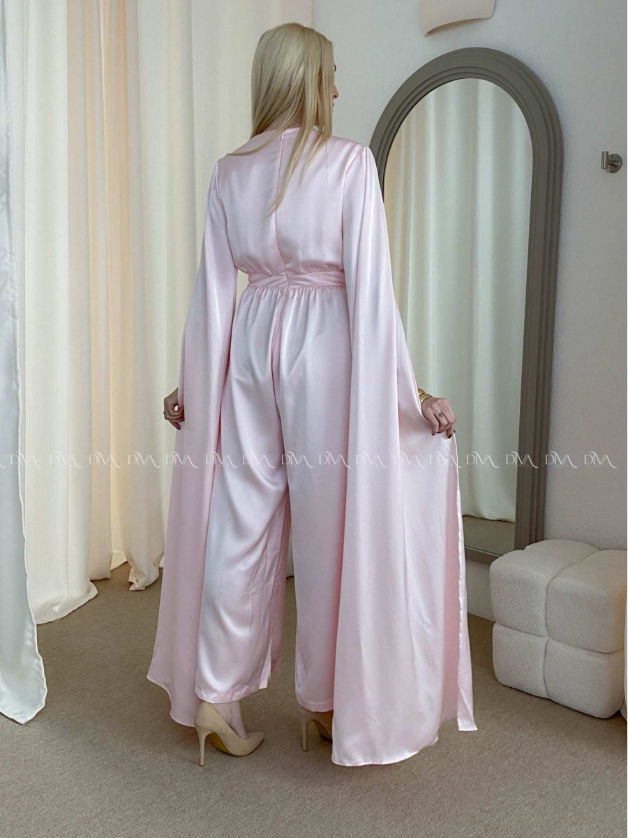 Saténový spoločenský overal baby pink AB 37