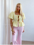 3D kvietkovaný peplum top na viazanie butter yellow AB 81