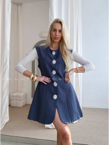 Elegantné šedé šaty so zdobenými gombíkmi AB 85