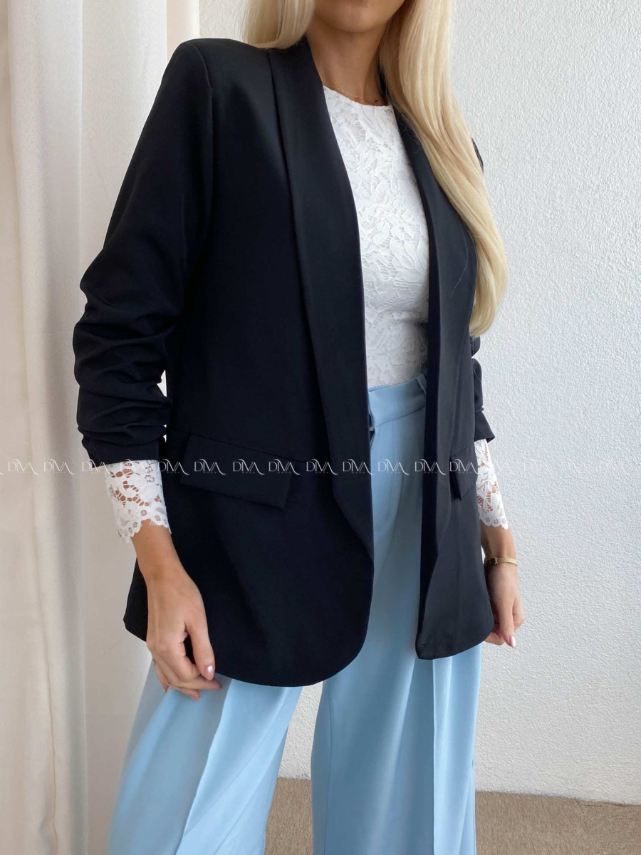 Sako s riasenými rukávmi čierne AB 65