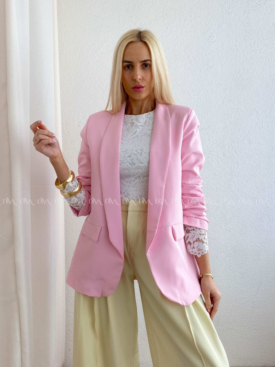 Sako s riasenými rukávmi baby pink AB 65