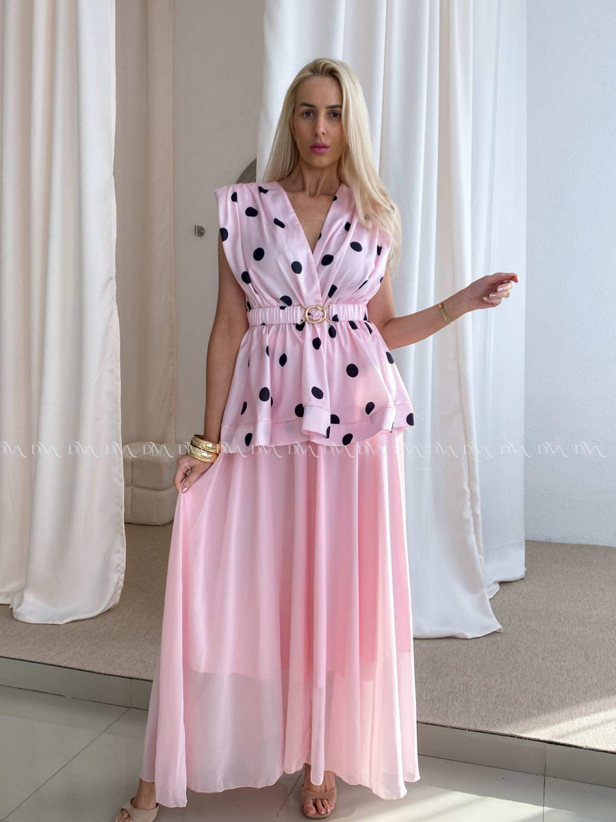 Ľahká maxi sukňa s prímesou hodvábu baby pink AB 80