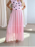 Ľahká maxi sukňa s prímesou hodvábu baby pink AB 80