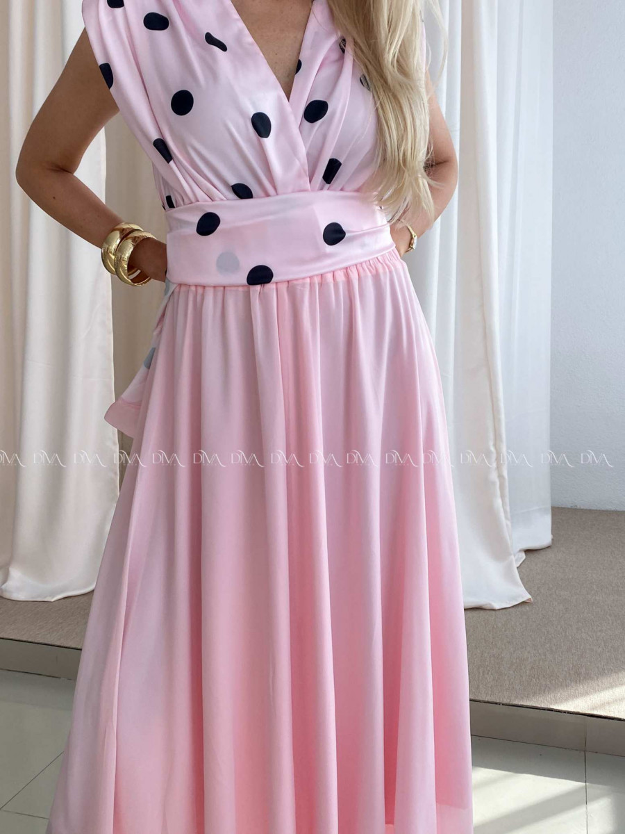 Ľahká maxi sukňa s prímesou hodvábu baby pink AB 80