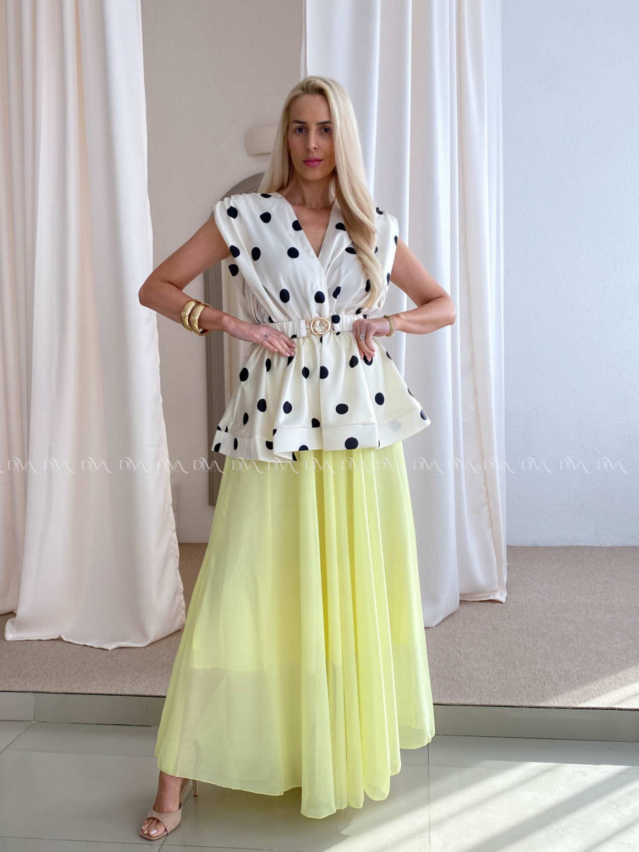 Ľahká maxi sukňa s prímesou hodvábu žltá AB 80