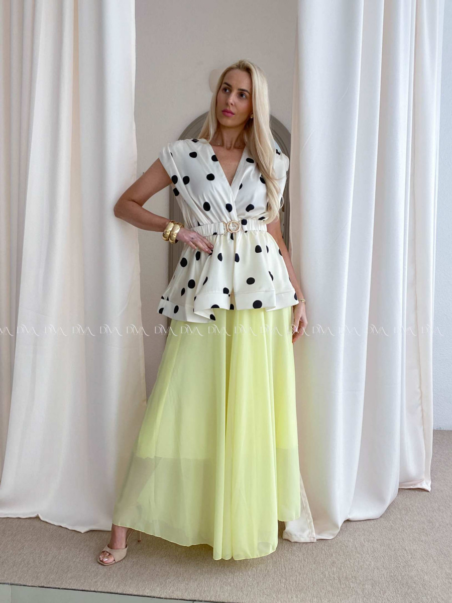 Ľahká maxi sukňa s prímesou hodvábu žltá AB 80