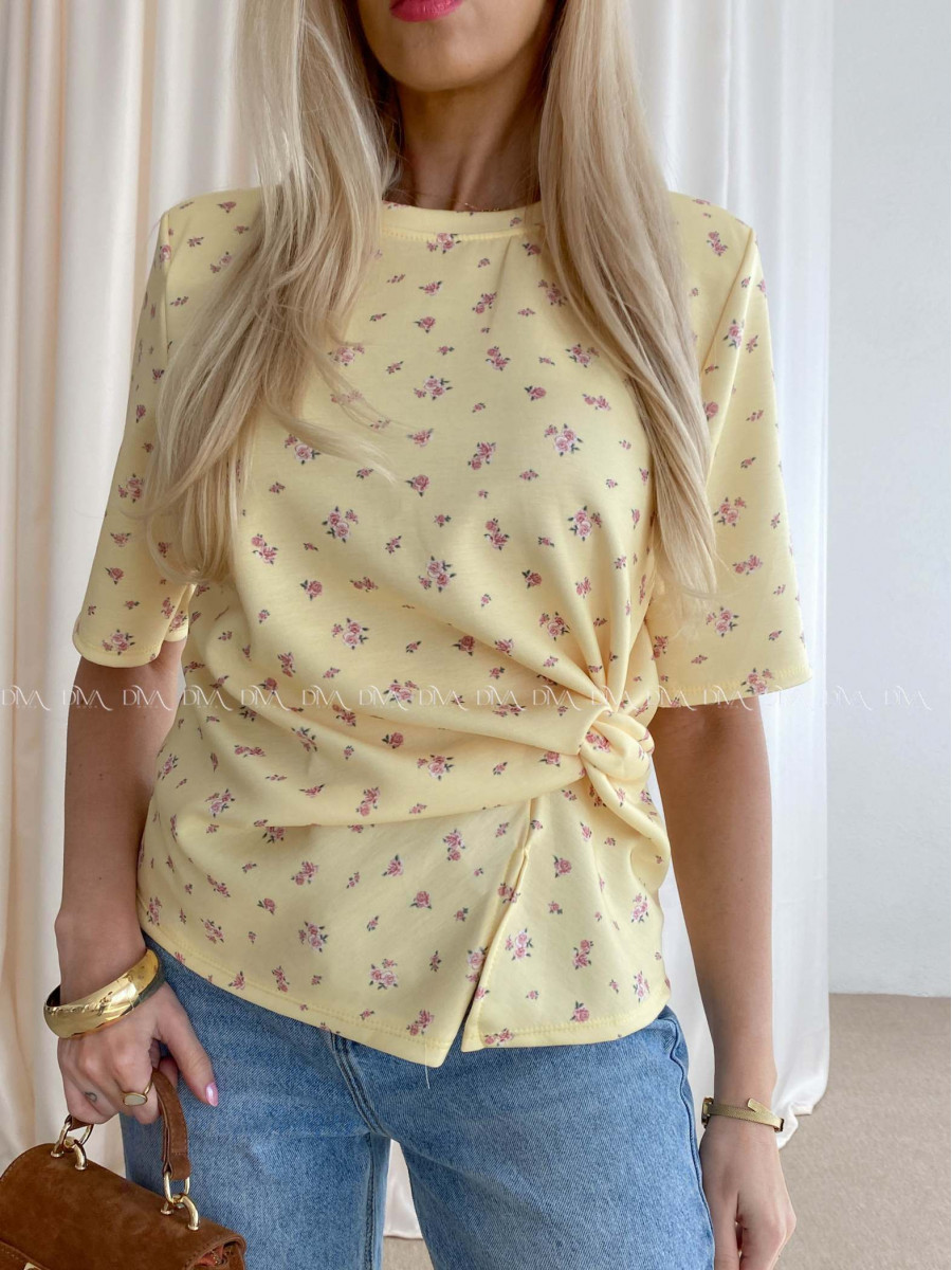 Kvetinkové tričko s uzlom banánové AB 71