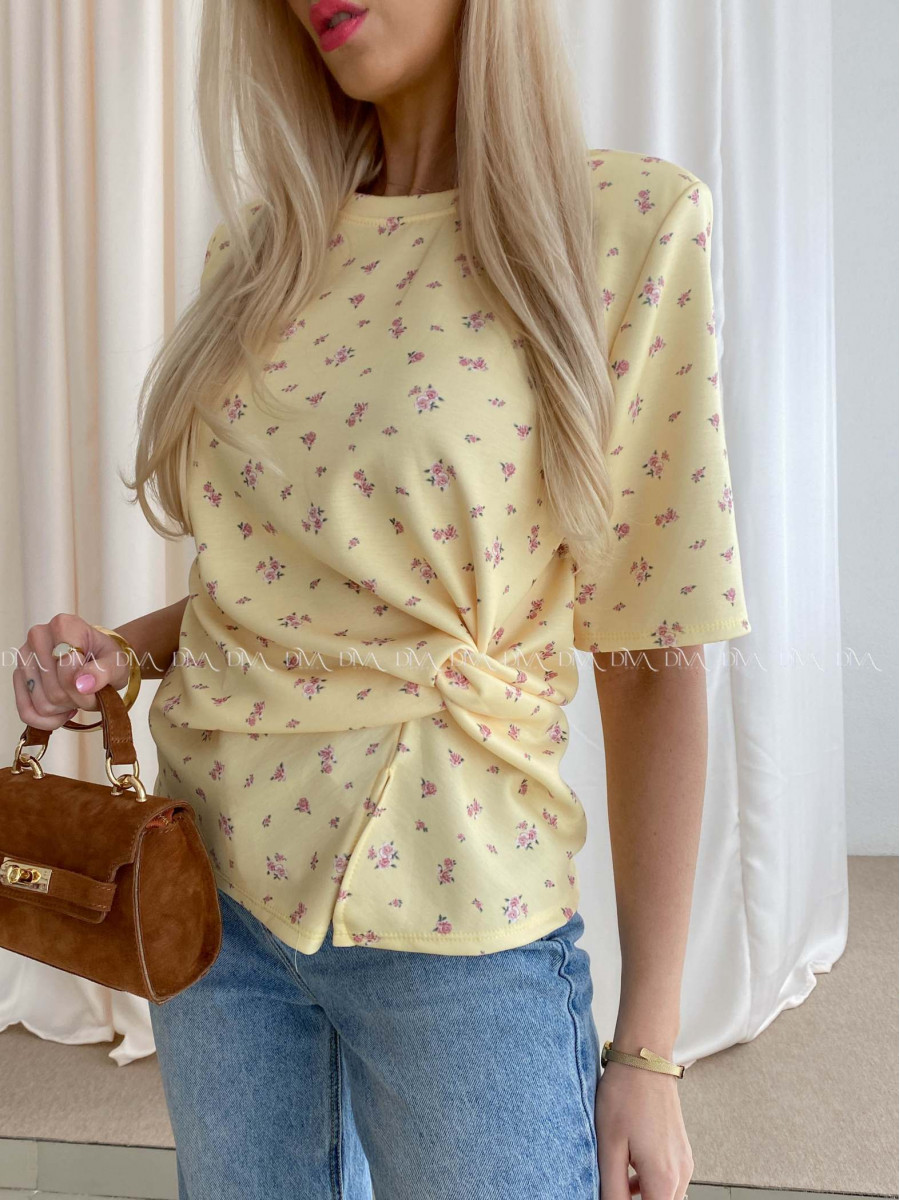 Kvetinkové tričko s uzlom banánové AB 71